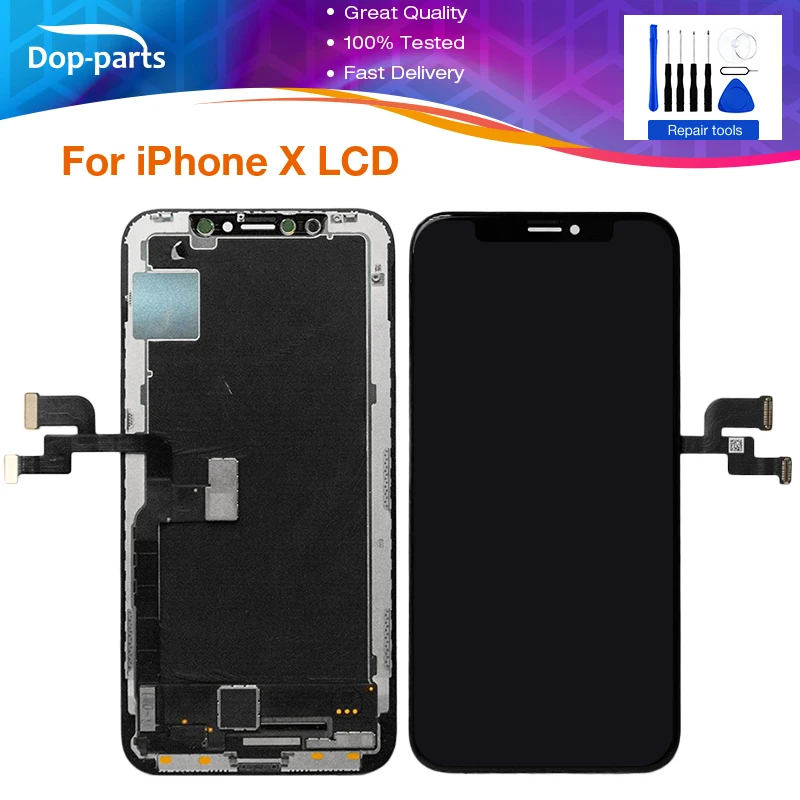100% Tested OLED For iPhone X LCD Display OLED OEM Touch Screen With Digitizer Replacement Assembly Parts Black High Quality