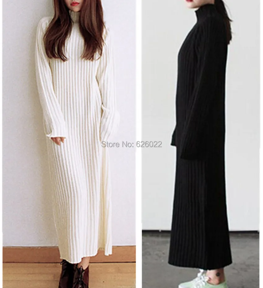 black polo neck jumper dress