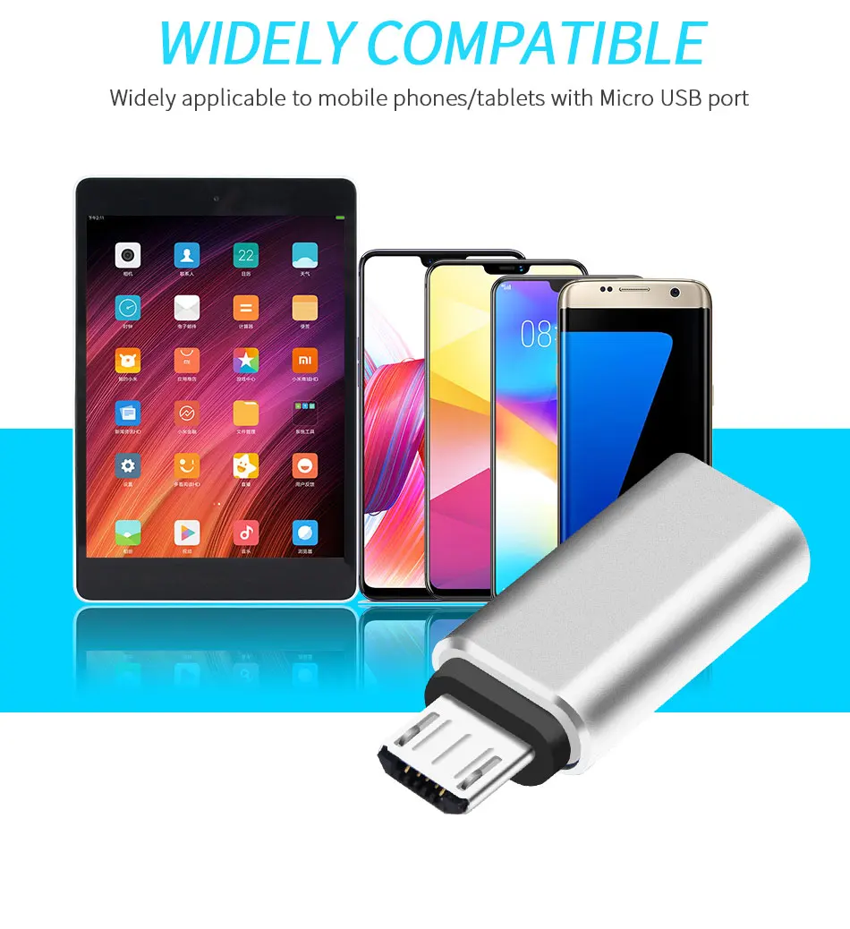 _06Female Type-C USB-C to Male Micro USB B 3.0 Date Charging Cable Adapter Converter for Samsung Xiaomi Meizu Huawei honor Table