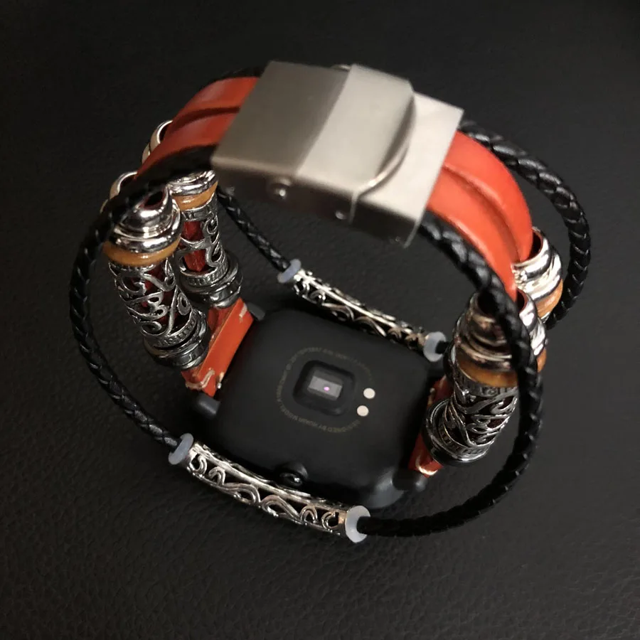 Ремешок для часов Huami Amazfit Bip из натуральной кожи браслет Samsung Galaxy Watch 42 мм ремешок