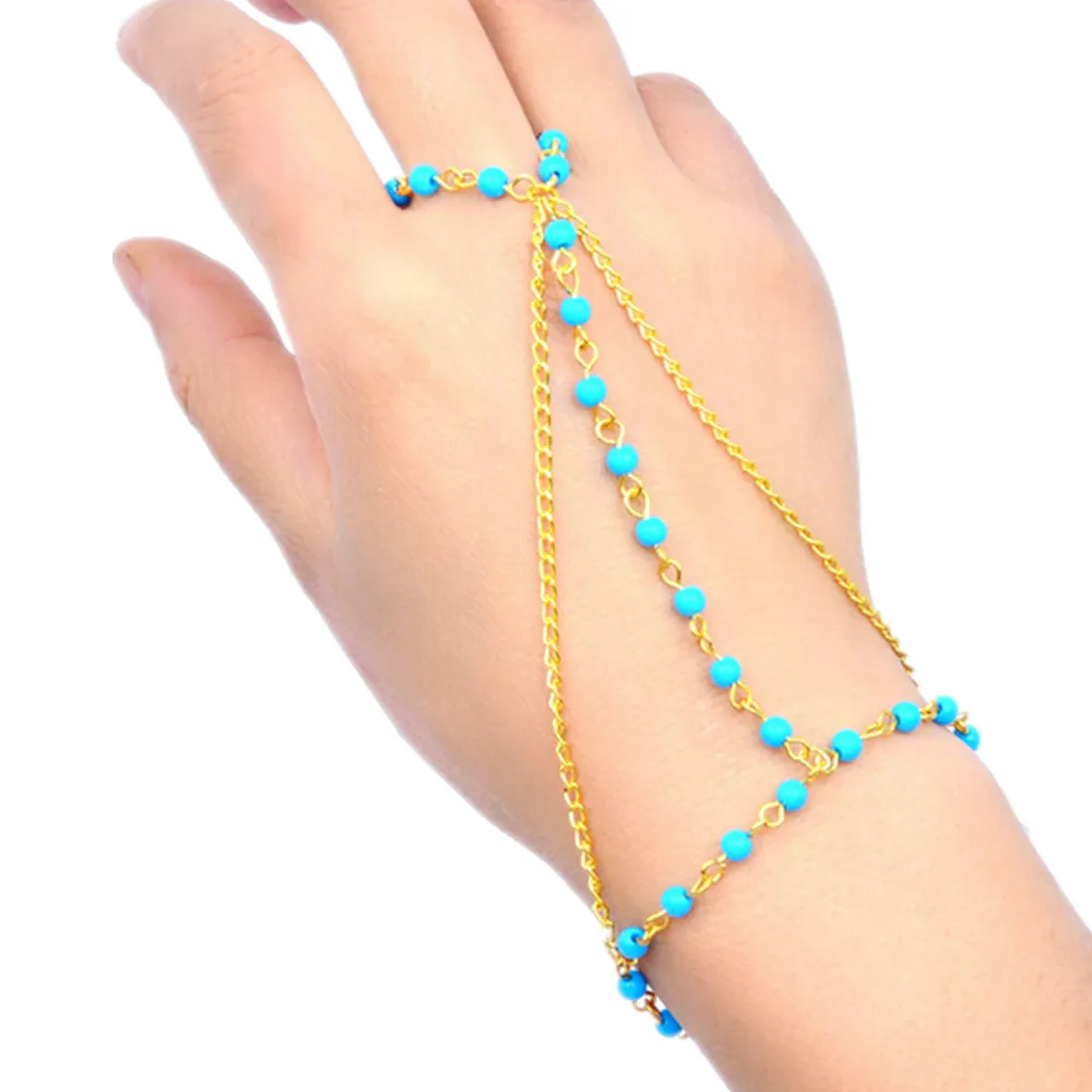 

Fashion Gem Chain Tassel Bangle Slave Finger Ring Hand Chain Harness Gold Celebrity Gifts Jewelry Wholesale