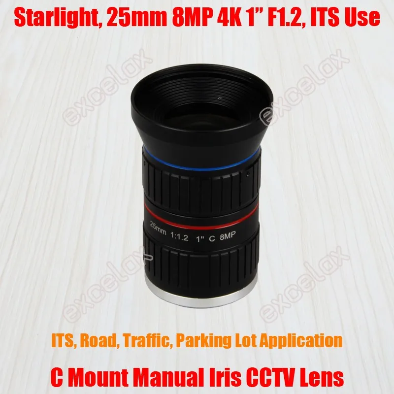 25mm 8MP 1in F1.2 C Mount Lens