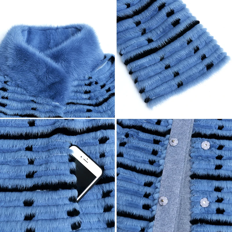 HDHOHR 2018 New Real Fur Coat Women Natural Mink Fur Coats With Wave Point Genuine Leather Three Color Fashion Fur Lady Jacket