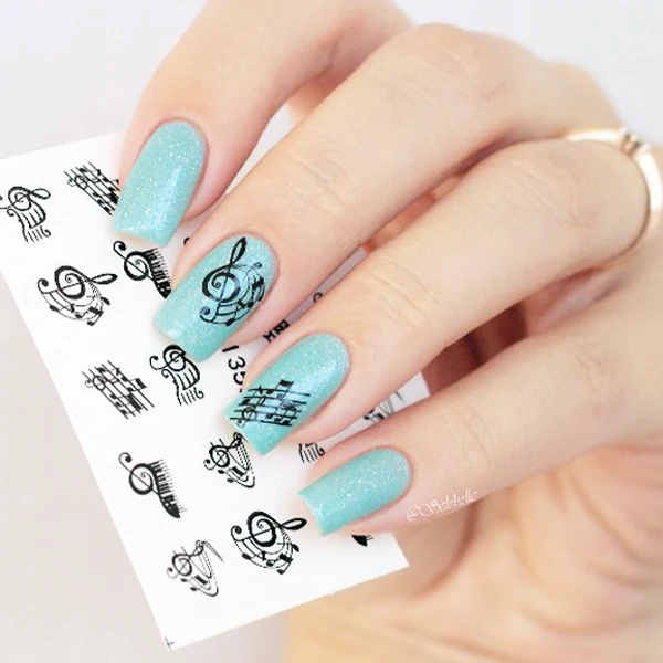 

Nail Water Decals Transfer Sticker Musical Notes Pattern Nail Stickers Nail Art Decorations XF1358