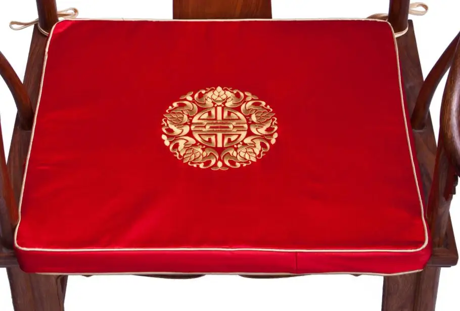 Chinese style classical sofa embroidery woven damask cushion mahogany