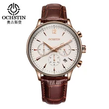 2017 Hombres de Negocios de Relojes de Primeras Marcas de Lujo Impermeable Del Cronógrafo Reloj de Hombre Deportivo de Cuero Reloj de Pulsera Hombres Reloj de Cuarzo Masculino