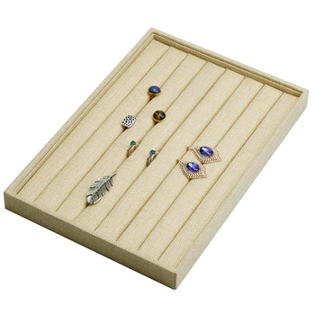 

2016 Styles Linen Jewelry Display Rack Stand Holder Ring Necklace Pendant Show Tray