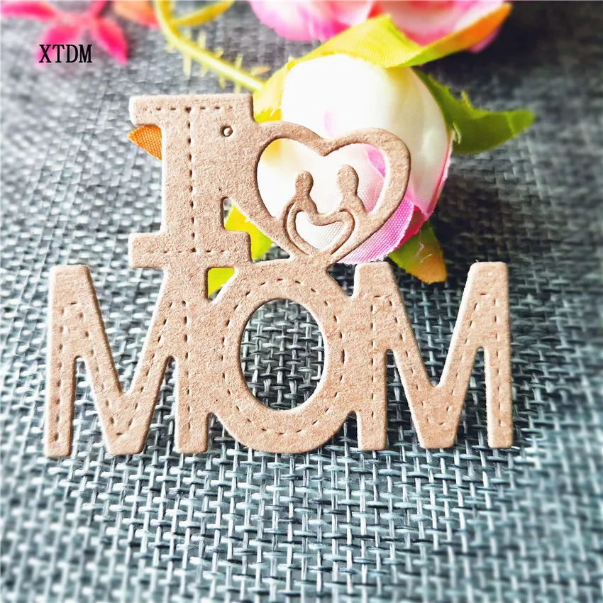 

Die cutting die toy metal I love mom crafts paper relief DIY embossed Christmas New Year Valentine's Day
