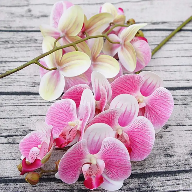3D печать 6 голов искусственные цветы орхидеи Флорес-искусственные мотыльки Флор бабочка Орхидея для домашнего свадебного украшения