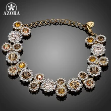 Азора Золото Цвет шт. 23 шт. разноцветный круглый австрийский кристалл конец до конца цветок браслет TS0055