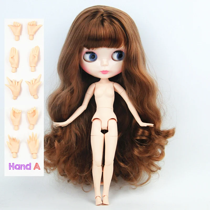 Новая Blyth кукла коричневые длинные волосы большие груди суставы Обнаженная кукла совместное тело DIY Обнаженная Игрушки BJD модные куклы 19