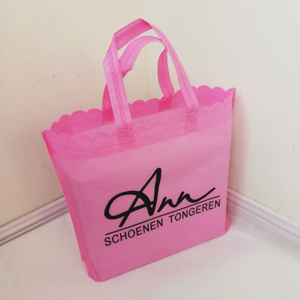 

Wholesale 1000 pcs/lot 24Hx32x8cm Custom Tote Shopping Bags with One Color Logo Printed Reusable Non-woven Promotion Store Bag