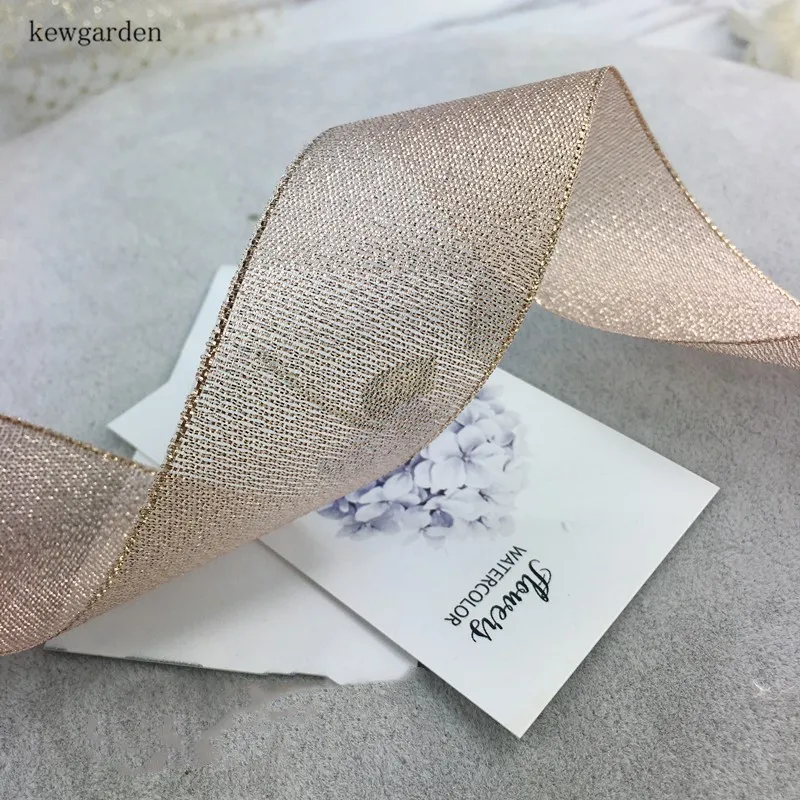 Kewgarden 38 мм 1-1/2 &quotметаллические ленты из органзы вручную изготовленная лента DIY