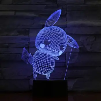 

Kawaii Pikachu Cartoon Action 3D Lamp Figures Night Light LED Bulb Multicolor Children's Gift Home Kid Toy Gadgets