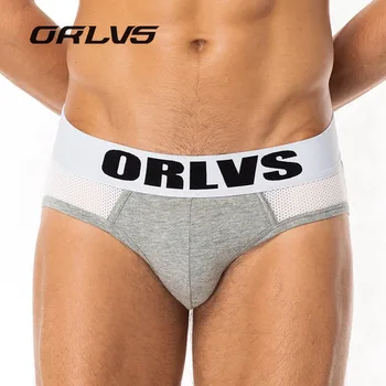 

ORLVS Brand Men Underwear Male Sexy Briefs Men Cotton Fabric Hollow Design Mesh Quick Dry Breathable Men Underpants