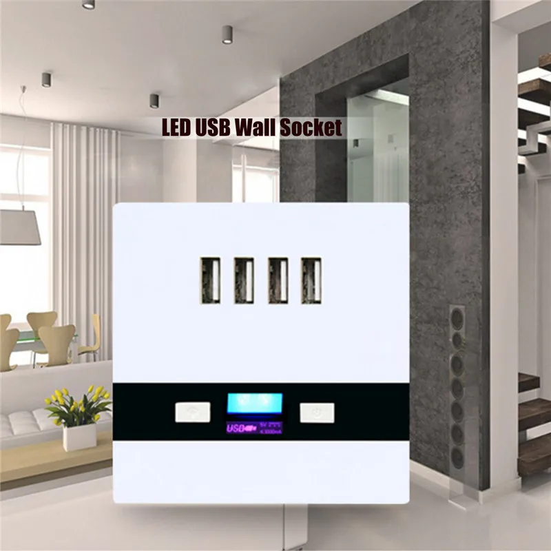 

New Style 4 Port 4A Usb Wall Socket Output 5V for All Mobile Phones and Tablets Desktop Convenience for Home Restaurant