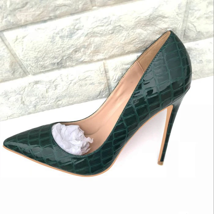 

2019 Fashion free shipping green Patent Leather python Poined Toe Stiletto high heel shoe pump HIGH-HEELED SHOES dress shoes