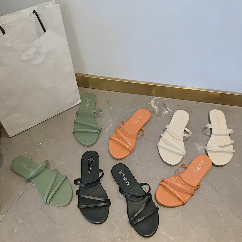 

Rubber Slippers Slides Sandal Leather Sandals Male Beach Female Summer 2019 Ladies Low Flat Modis Lady Slates New Flavors PU