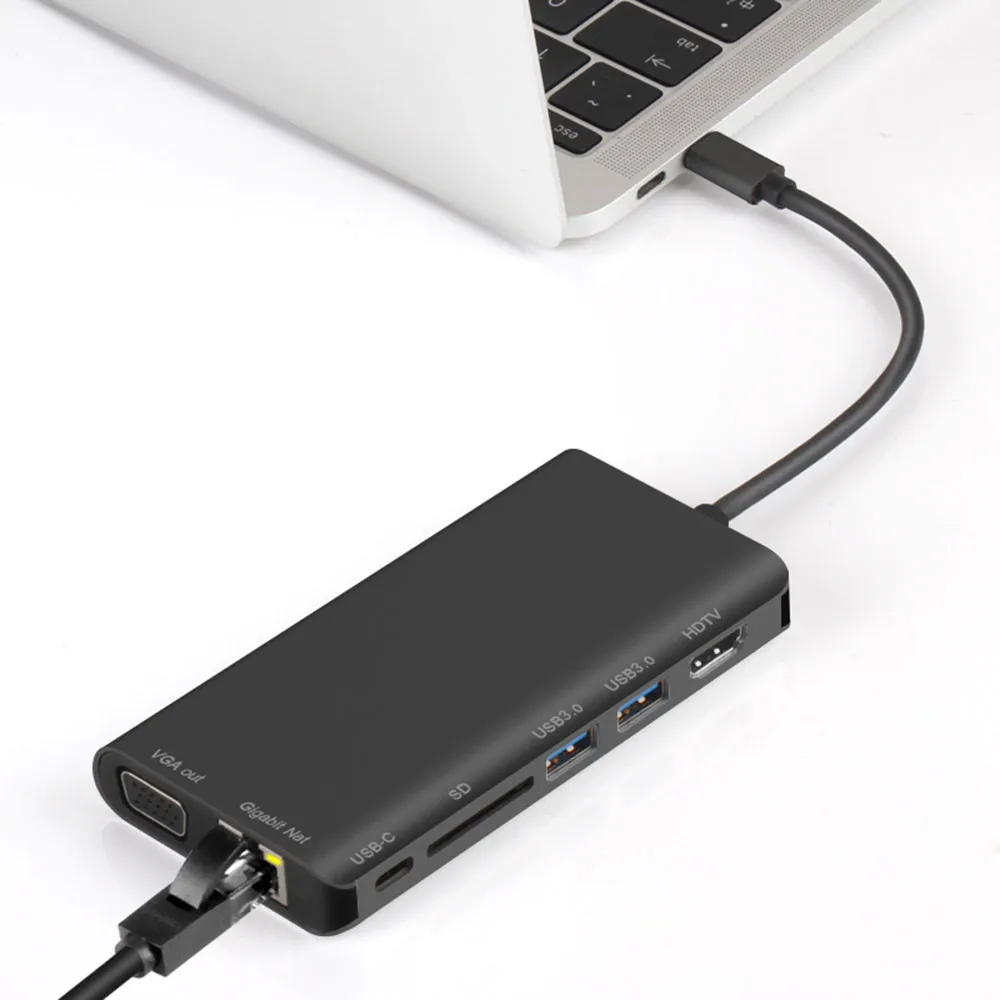 Устойчивый адаптер USB C к type C 8 в 1 USB 3,0 HDMI 4K VGA RJ45 адаптер SD TF кардридер концентратор для Android телефонов#5