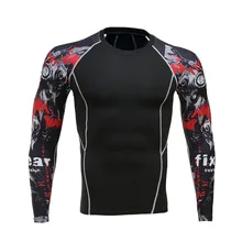 2016 Mens MMA Fitness T Shirts Fashion 3D Teen Wolf Long Sleeve Palace Compression Shirt Bodybuilding