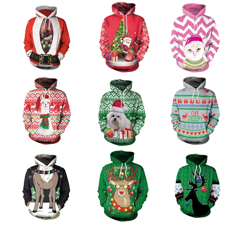 

Unisex Men Women UGLY CHRISTMAS SWEATER Vacation Santa Elf Funny Christmas Sweaters Jumper Autumn Winter Tops Clothing