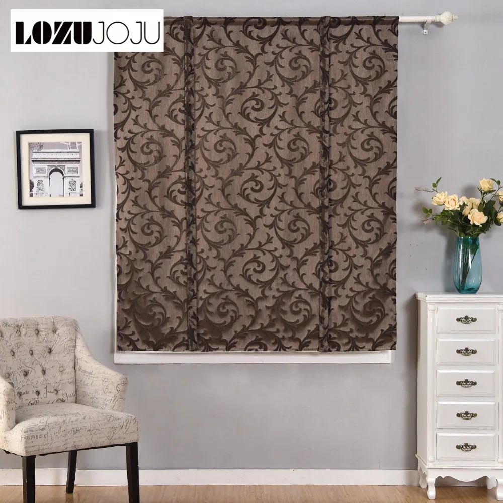 

LOZUJOJU Short roman curtains blackout endless stripe jacquard for kitchen doors small windows fabric for living room bedroom
