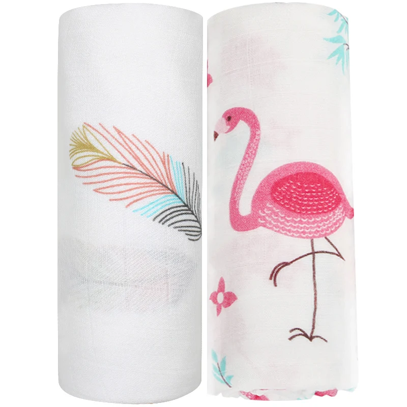 Muslin Swaddle Blankets Cotton Baby Swaddle Wrap for Burping Cloths Stroller Cover 1pcs Feather
