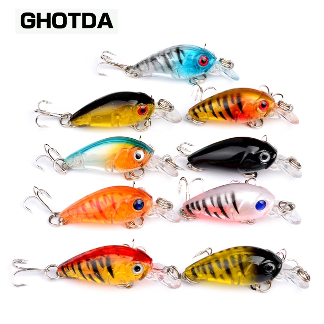 9PC Top Plastic Crank Lure 4.03g Bass Baits Fishing Lure 10# Hook