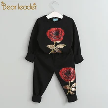 Bear Leader Girls Clothing Sets 2020 Spring Wool Sportswear Long Sleeve The sun Pattern Printing Design