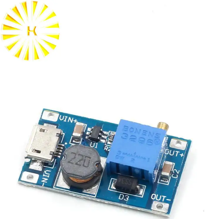 

1pcs 2A boost board DC-DC boost module Wide voltage input 2 24V L 5912 28V adjustable 2577