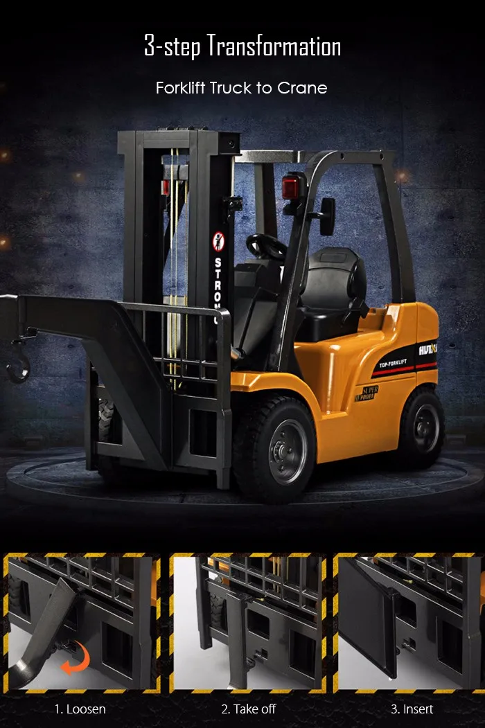 HuiNa Toys RC Car Forklift Truck 8 Channel 2.4G 110 RC Excavator C (1 (8)