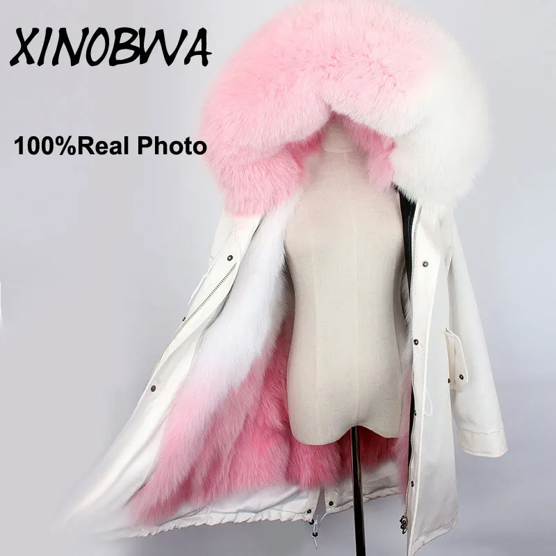 

Manteau Men Winter Big Real Luxurious Colorful Fox Removable Hooded +Liner Thick Warm Coat Jackets Male Oversize Outwear Parkas