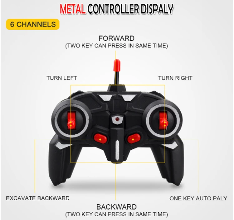 Liga de Controle Caminhão Escavadeira Backhoes Remoto Engenharia Modelo Veículo Eletrônico Crianças Brinquedos Hobby rc 6ch 10 Online shopping