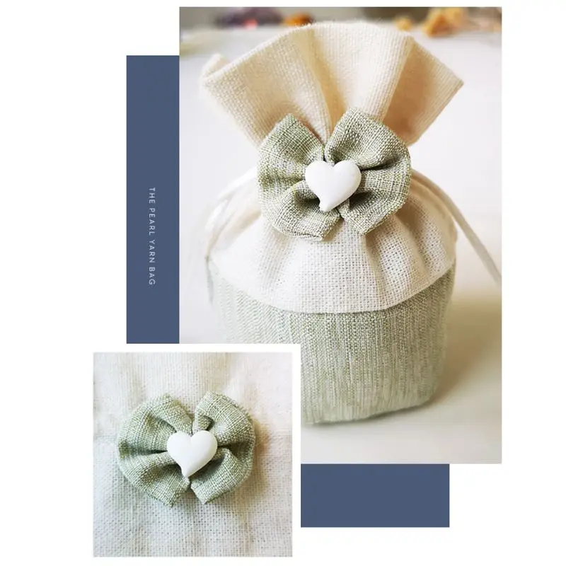 

Drawstring Pouch Floral Bowknot Bag Jewelry Storage Bags Organizer Gifts Linen Cloth Multi Functional Packing Candy D25_L