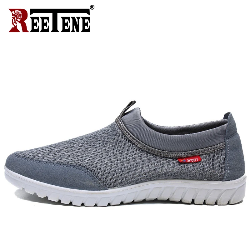 REETENE 2019 أزياء الصيف حذاء رجالي الانزلاق على الصيف تنفس شبكة أحذية رياضية الرجال حذاء كاجوال المدربين حذاء رياضة متعطل