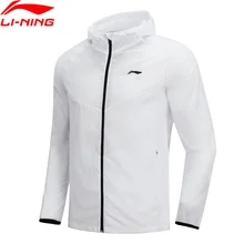 Li-Ning Мужская ветровка для бега, нейлон, Стандартная посадка, подкладка, дышащий комфорт, спортивные куртки с капюшоном, пальто AFDN149 MWF362