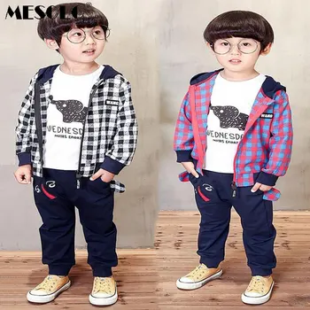 

MESOLO Boy's suit children fall 2019 cartoon elephant lattice coat covered three times children's leisure suit speed sell tong