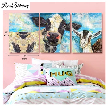 

3Pcs 5D Square/round drill Diamond Embroidery World Map Blue cows Full DIY Diamond Painting Kit For Living Room Decor FS4051