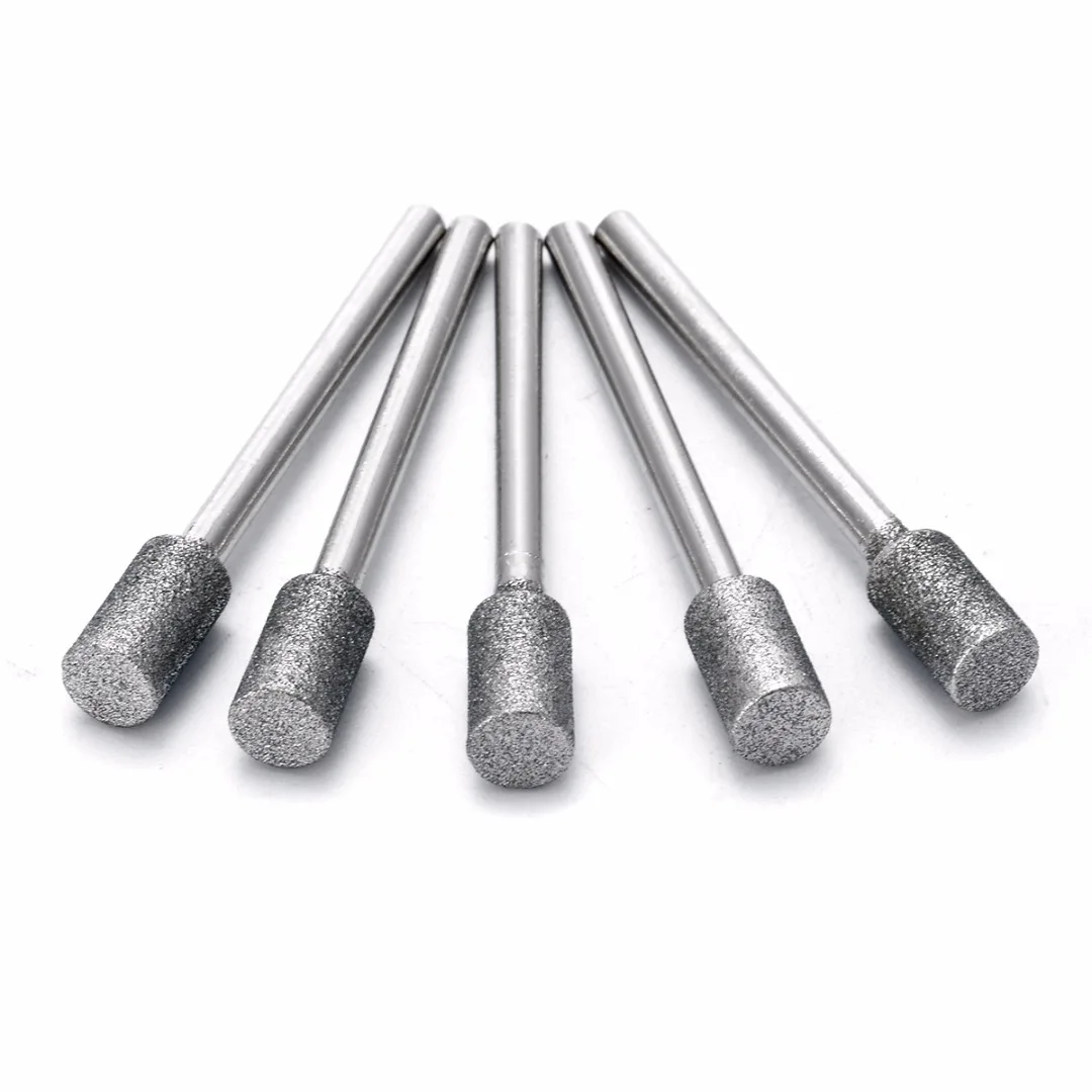 

5 Piece 3 Diamond Grinding Drill 3mm Shank Silver Diamond Grinding Burr Stone High Strength Drill Bits For Rotary Tool