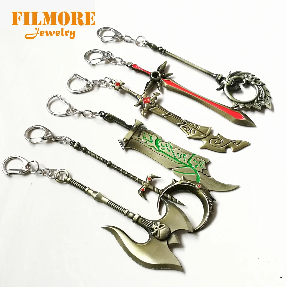 34 Styles Full Set League of Legends Weapon Keychain LOL Game Riven Leona Soraka Irelia Nautilus Jarvan IV Key Chain Ring 12cm | Украшения