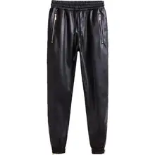 S~ 5XL! Осень зима свободные кожаные брюки модные новые мужские локомотив мотоцикл хип хоп размера плюс кожаные брюки