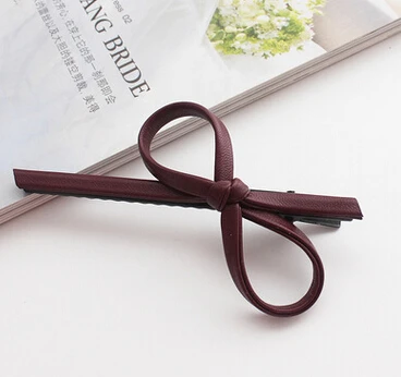 designer head scarf New arrival Women's new PU leather bow hairpins girl's lovely fashion hair clips hair Korea accessories 2017 banana hair clips Hair Accessories