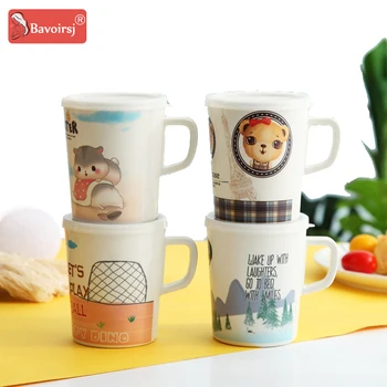 

Cartoon Bamboo Safe For Baby Feeding Cup with Handle For Kids Bowl Tableware Set Baby Care T0397