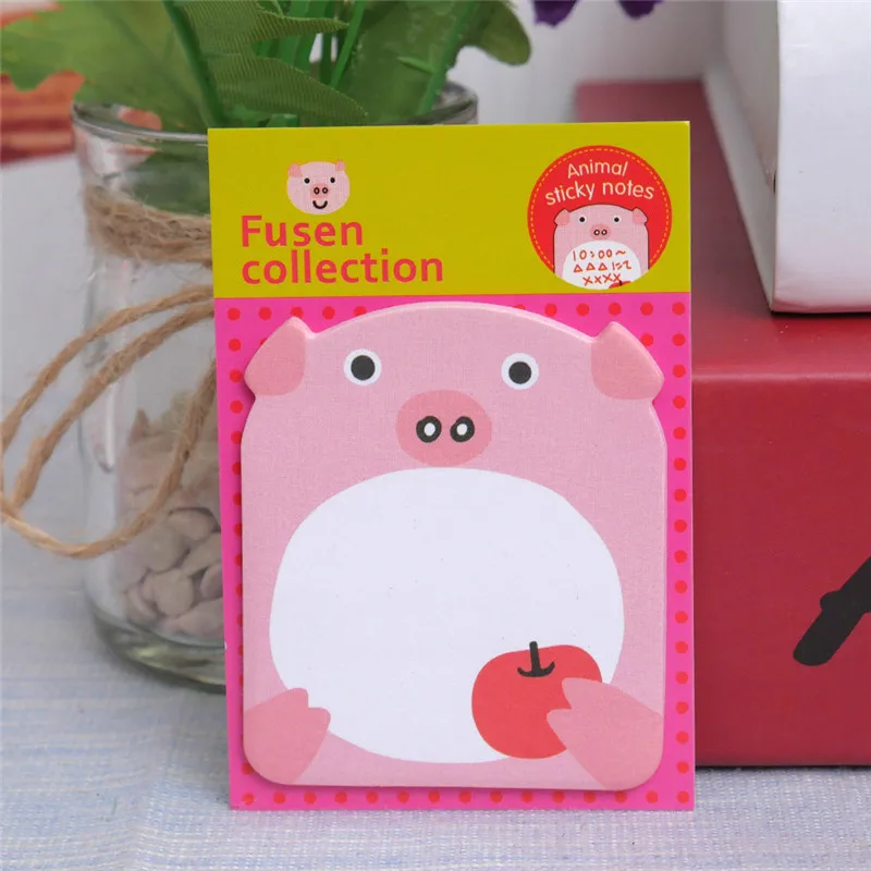 Милые канцелярские принадлежности, рисунок с животными милый Бумага Блокнот, наклейки Post бумаги для заметок на клейкой основе блокнот школьные канцелярские принадлежности - Цвет: Pig