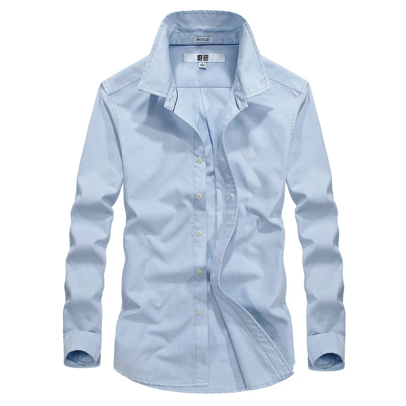 Shirt Mens Dress Shirt Men Spring Long Sleeve Cotton Soft Shirt Men Solid Color Camisas Masculinas Men Shirt Big Size S-XXXL