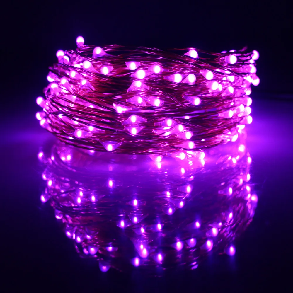 Функция таймера водонепроницаемый на батарейках медный провод светодиодный свет шнура светодиодный Сказочный свет 20 м 200 светодиодный D25 - Испускаемый цвет: Фиолетовый