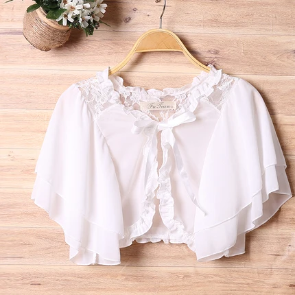 

MLXSLKY Chiffon small shawl women's thin coat summer new large size short sleeve short cardigan sunscreen womens thin cardigan