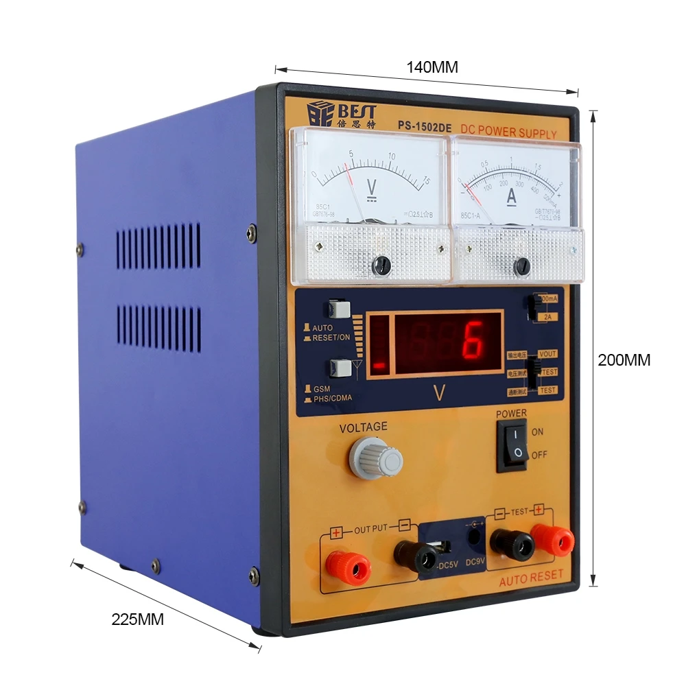 15V 2A DC Power Supply GSM CDMA Signal Detection Short Circuit USB 9V Outputs for Mobile Phone Repair