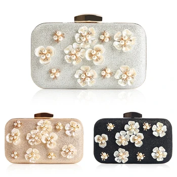 

Sell at a loss! Clutch Evening Bags for Women Party Flower Glitter Metal Chain Luxury Handbags Wedding Prom Purses