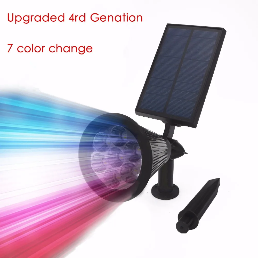 

Upgrade the 4th generation 7 LEDs Solar powered LED lawn lamp 7 colors automatically change outdoor garden wall lights Spotlight